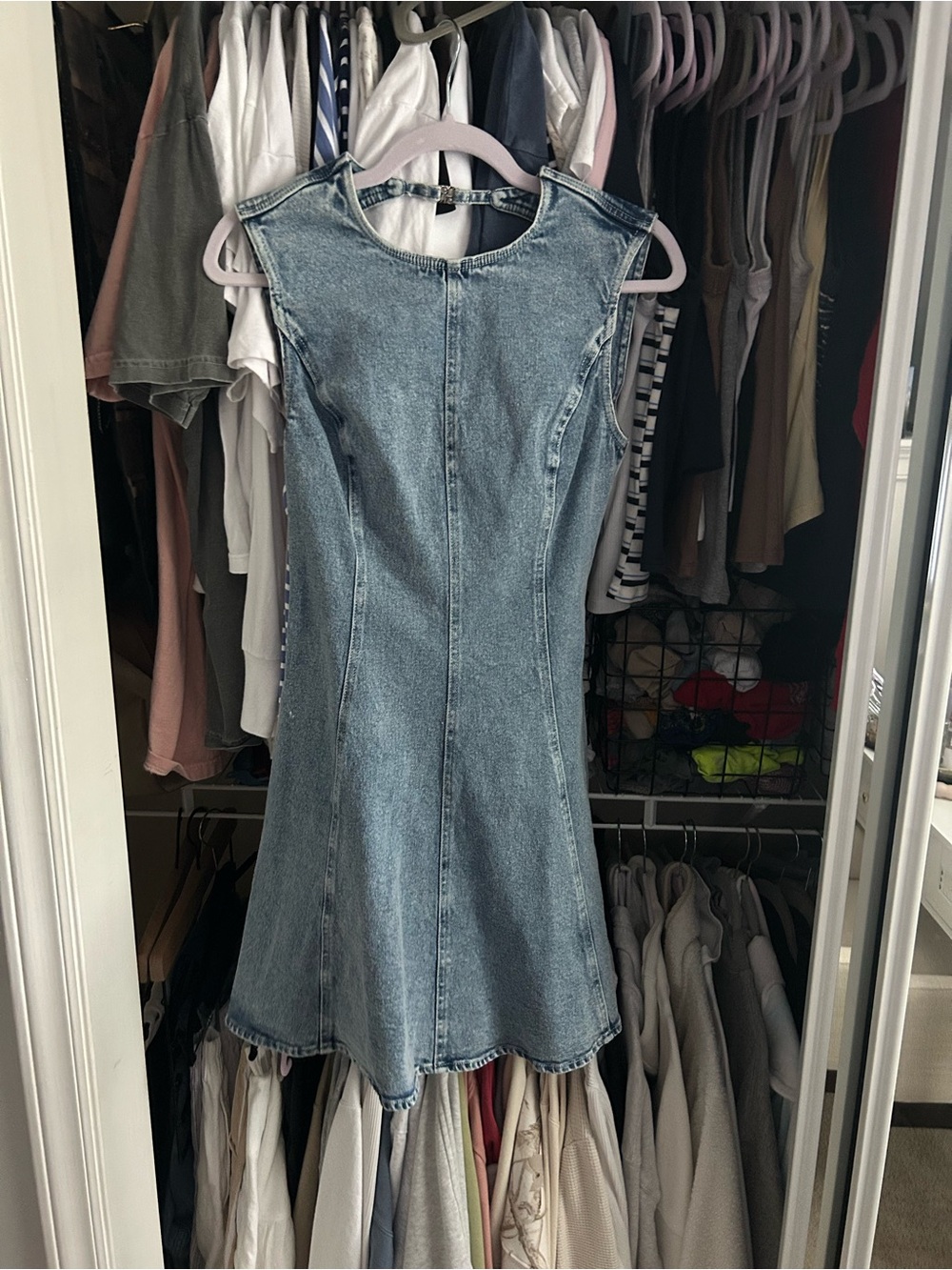 vestique Light Blue Denim Mini Dress